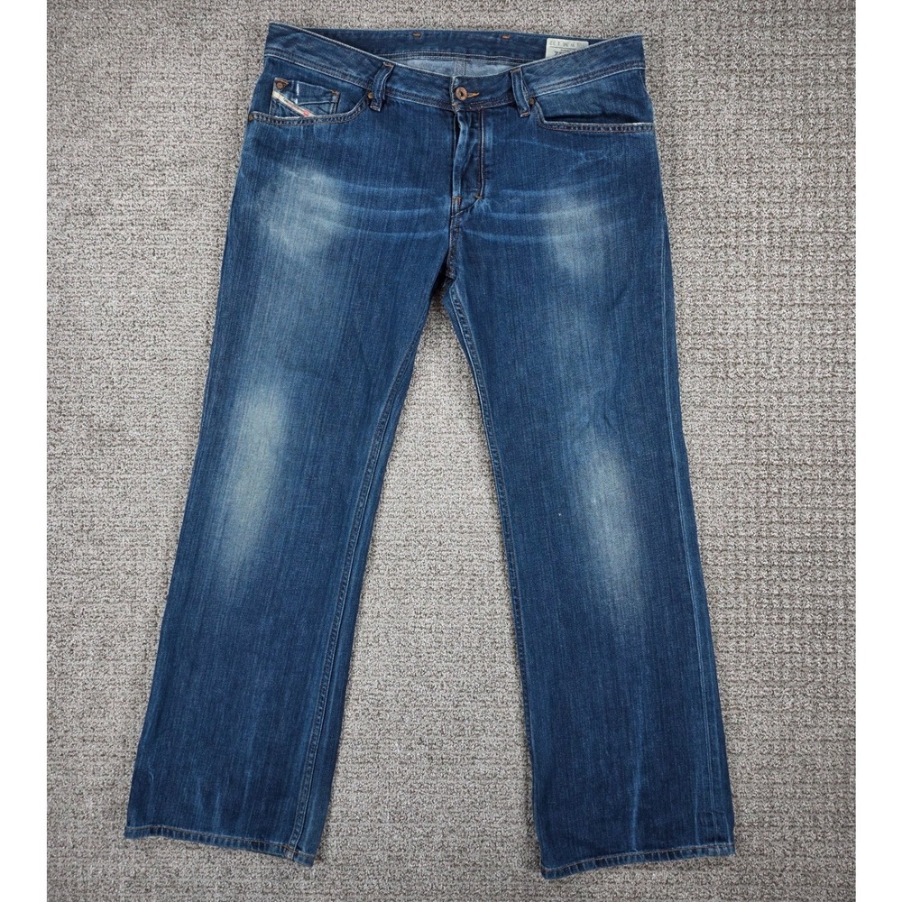 Diesel Zaghor Mens Blue Distressed Straight Leg Jeans Wash Size 38x32
